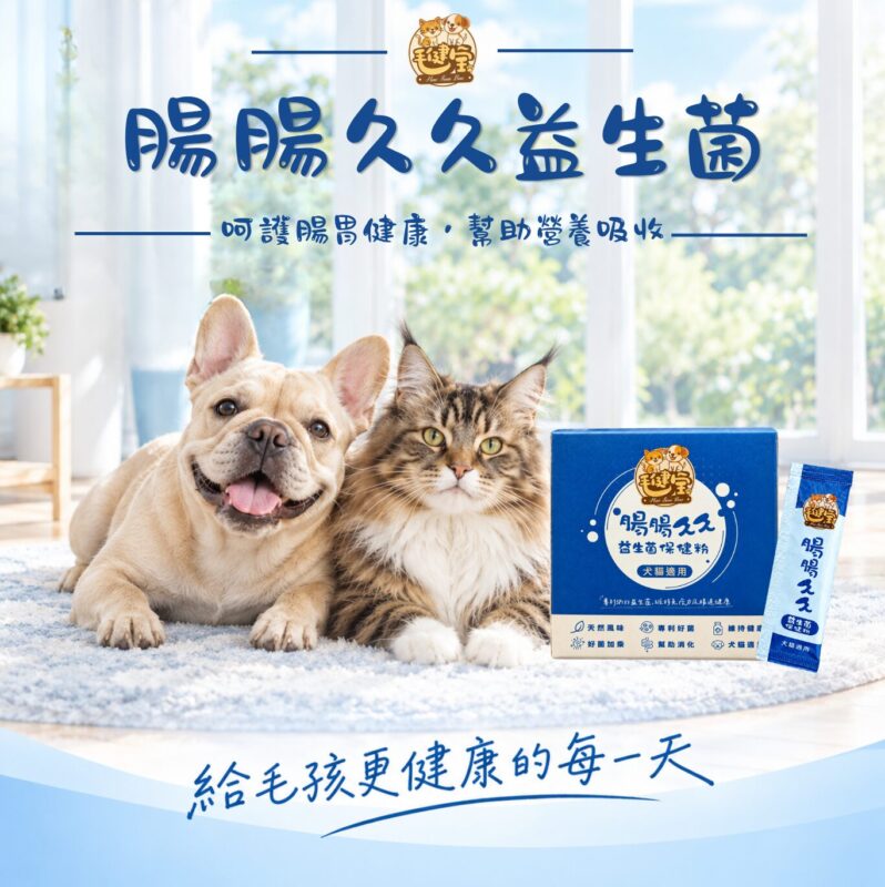 毛健寶腸腸久久益生菌犬貓腸胃保健粉,法國鬥牛犬與緬因貓,呵護腸胃健康、幫助營養吸收